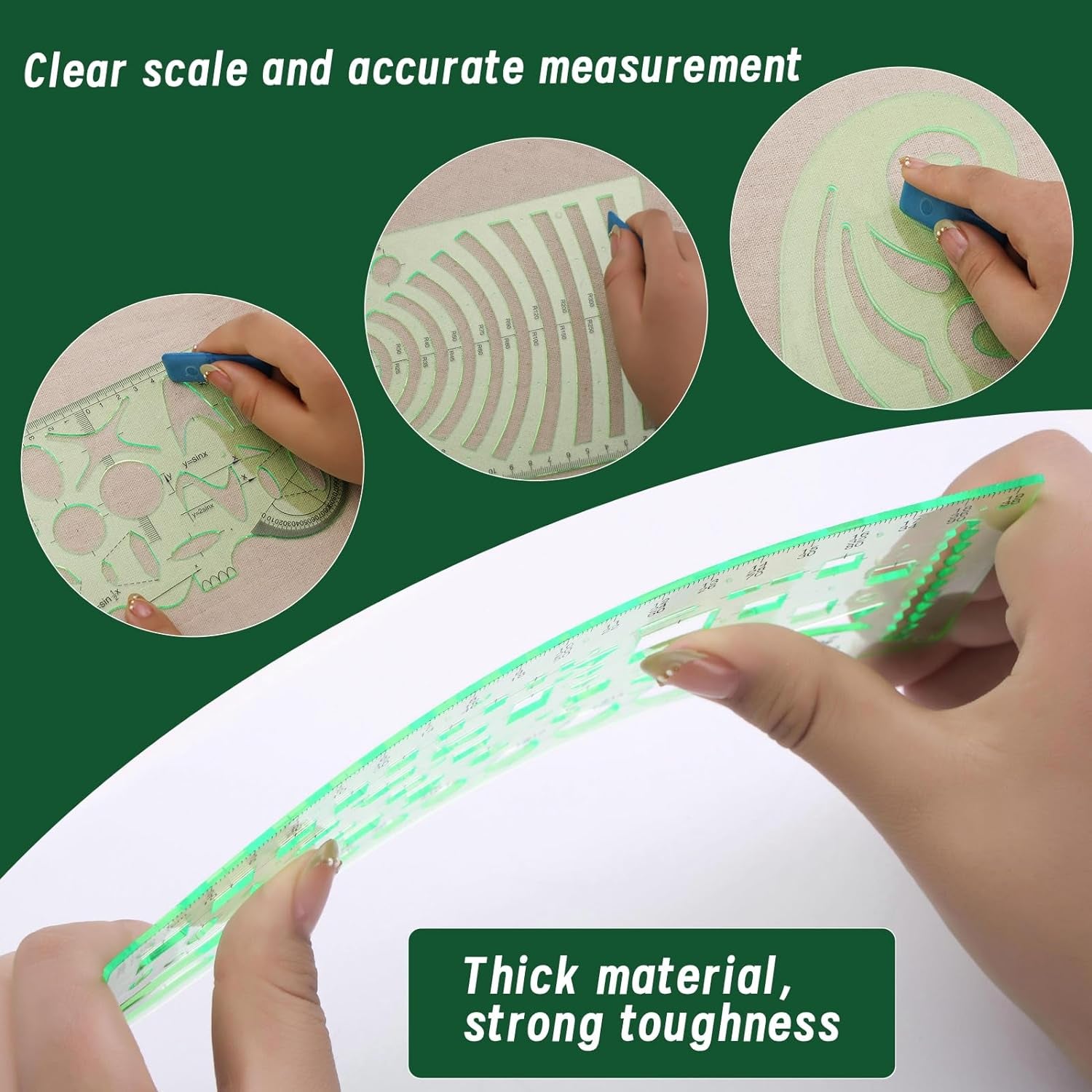 18 Pcs Geometric Drawings Templates, Drawing Stencils, Ruler Set, Circle Template for Drawing, Drafting Tools with a Storage Bag for Architecture, Studying, Office, Designing