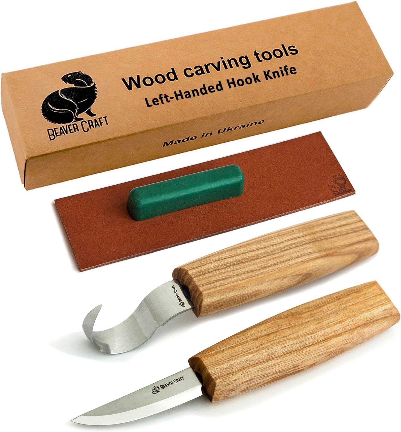 S01L Wood Spoon Carving Knives Set Spoon Making Tools Kit Whittling Knife Hook Knife Left-Handed Bowl Cup Kuksa for Beginners Woodworking Professional Left Handed Wood Carving Kit
