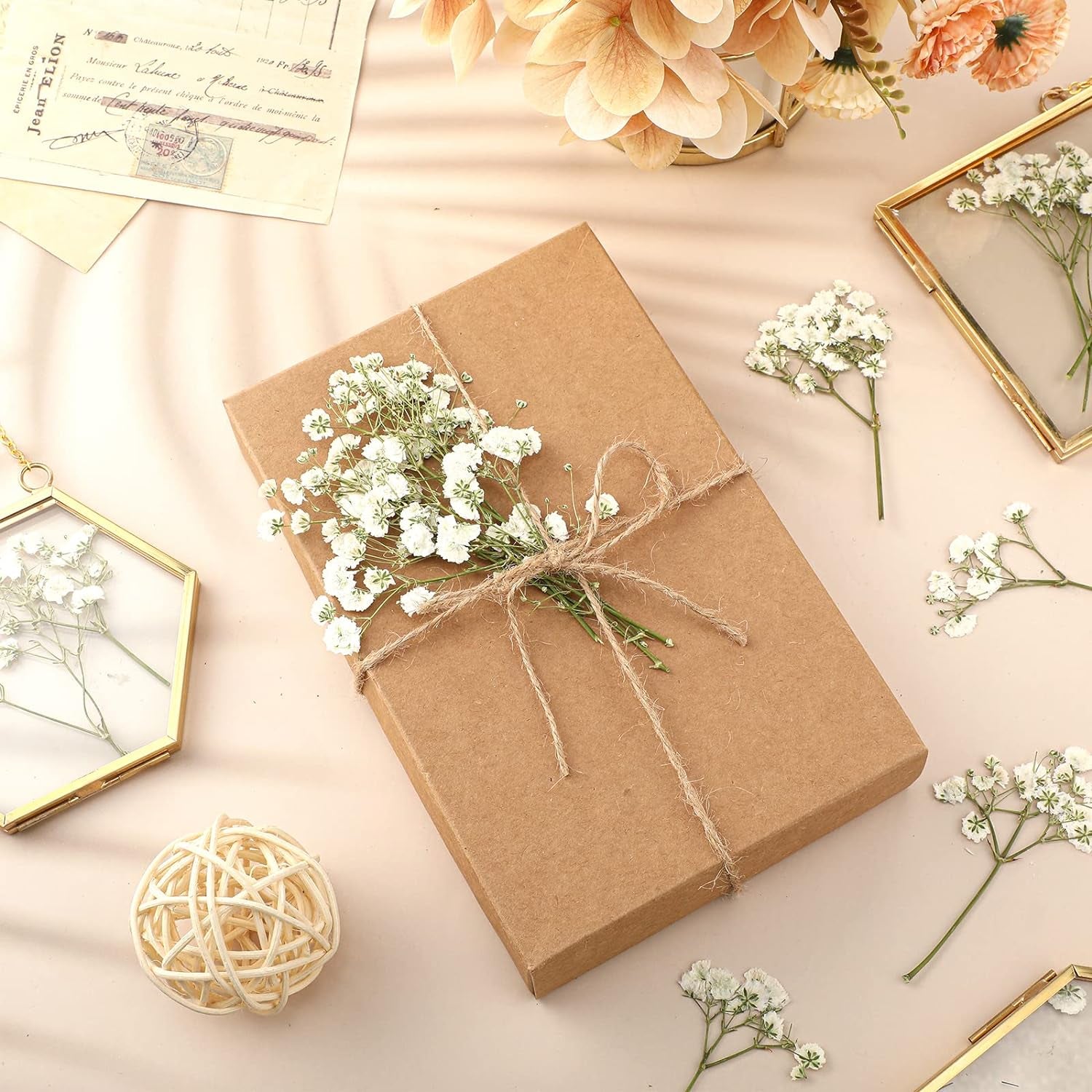 100 Pcs Dried Babys Breath Flowers Bulk Ivory White Babys Breath Real Pressed Flowers Natural Gypsophila Dried Flowers for Resin Wedding Art Craft DIY Invitations Scrapbooking Card Making