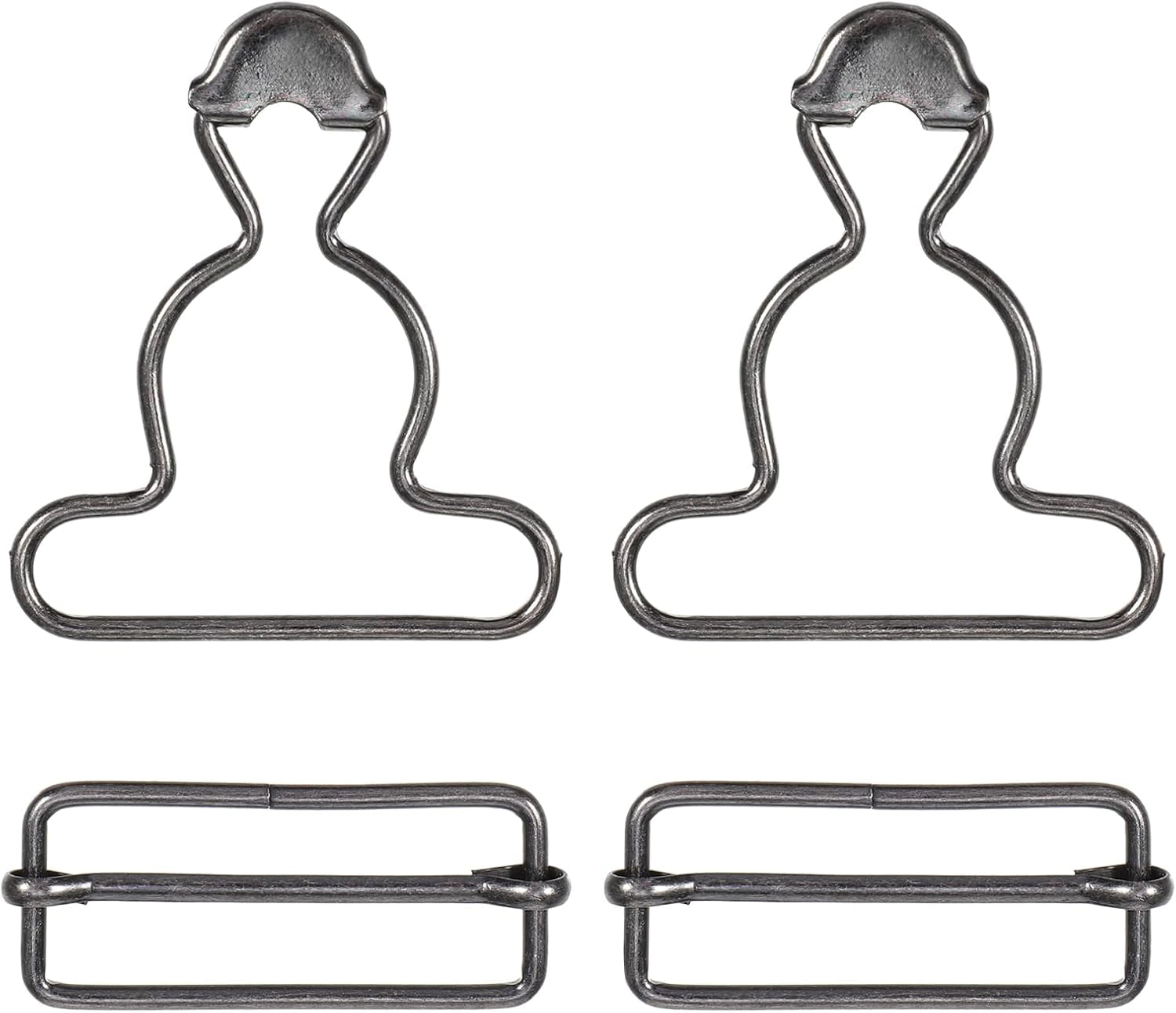 2 Pairs Metal Overall Buckles Suspender Buckle with Rectangle Adjustable Overall Bib Clips Replacement No-Sew Button