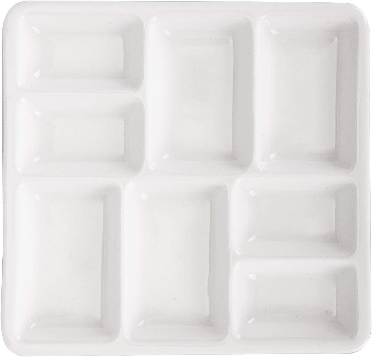White Square Ceramic Artist Paint Palette,Porcelain Watercolor Palette,Ceramic Mixing Tray for Watercolor Gouache Painting