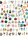 100Pcs(50Pairs) Assorted Fruits Mermaid Animals Gold Plated Enamel Pendants Necklace Bracelet Charms for Earrings Jewelry Making