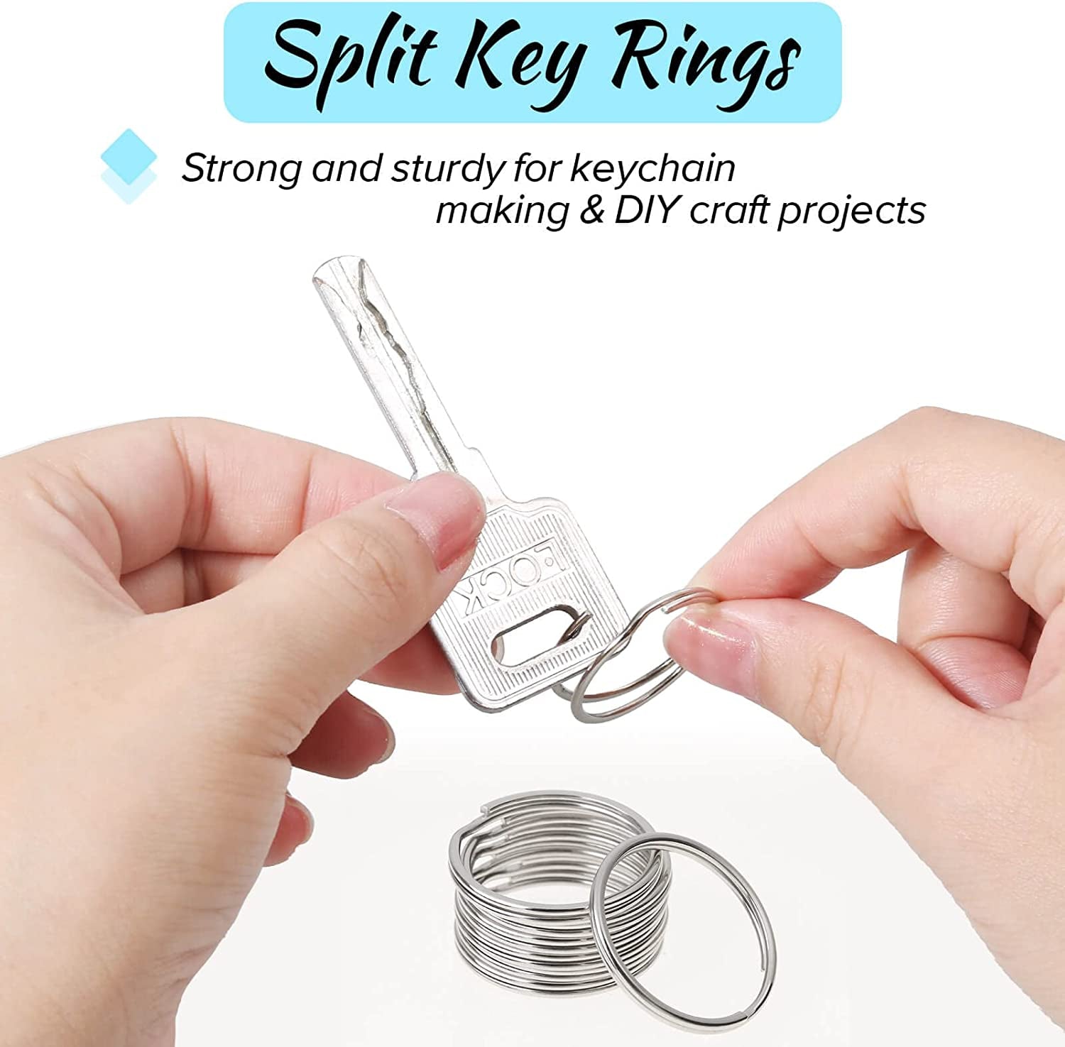 100 Pack Keyrings, Split Key Rings Bulk for Keychain and Crafts (1 Inch)