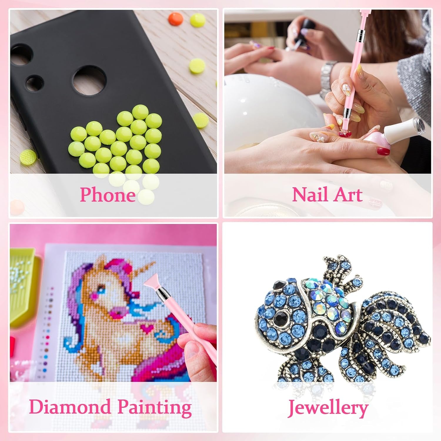 2 Pcs Diamond Painting Pen with 40 Pcs Diamond Painting Wax Diamond Painting Pen Replacement Wax Glue Diamond Art Accessories Tool Quickly Pick up Beads Gems for DIY Painting (Multiple Heads)