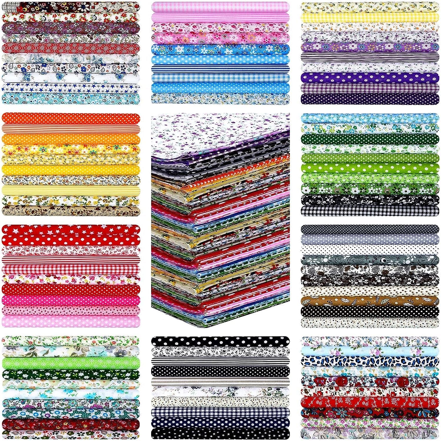 100 Pcs 10 X 10 Inches Cotton Fabric Square No Repeat Patchwork Fabrics Cotton Printed Craft Fabric Patchwork Bundles Quilting Fabric Craft for DIY Sewing Cloths Handmade Accessories (African)