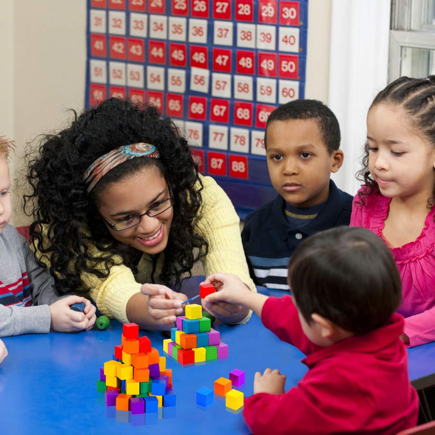 Cube Blocks,200 Pack Colorful Square Wood Craft Cube Blocks Wooden Blocks Building Blocks,Square Blank Birch Blocks Baby Shower Decorating Cubes,Puzzle Making and DIY Craft Cube Blocks (Colorful)