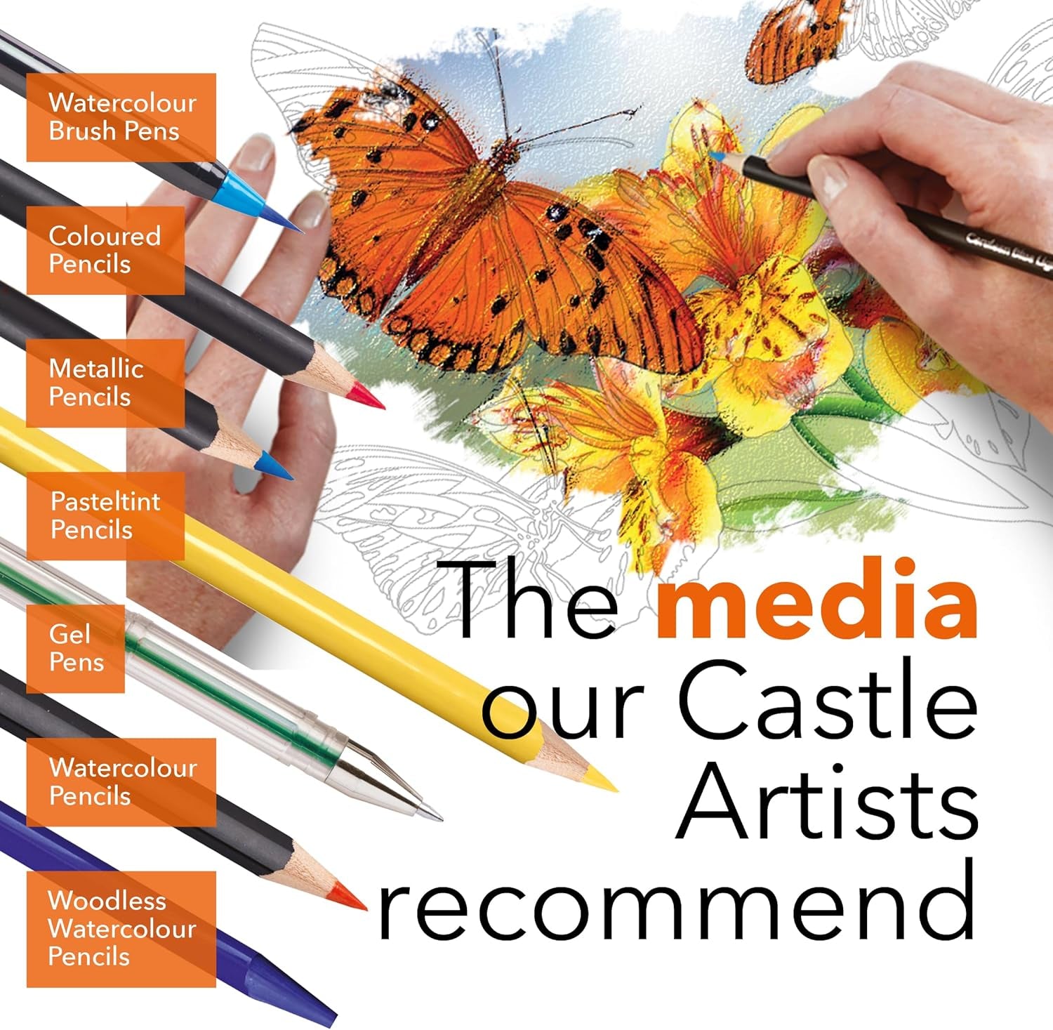 Castle Arts Butterflies Coloring Book | 72 Amazing Beauties Curated by In-House Artists with Color Reference Guide | No Show-Thru Artist Grade Paper | Collectable Landscape A4 Size (Butterflies)
