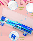 8 Pack Plastic Paint Brush Holder, 13" Long Translucent Watercolor Pens Pencils Case with Buckle Design, Paintbrush Drawing Tools Storage Box Container with Hinged Lid for Artist Art Craft
