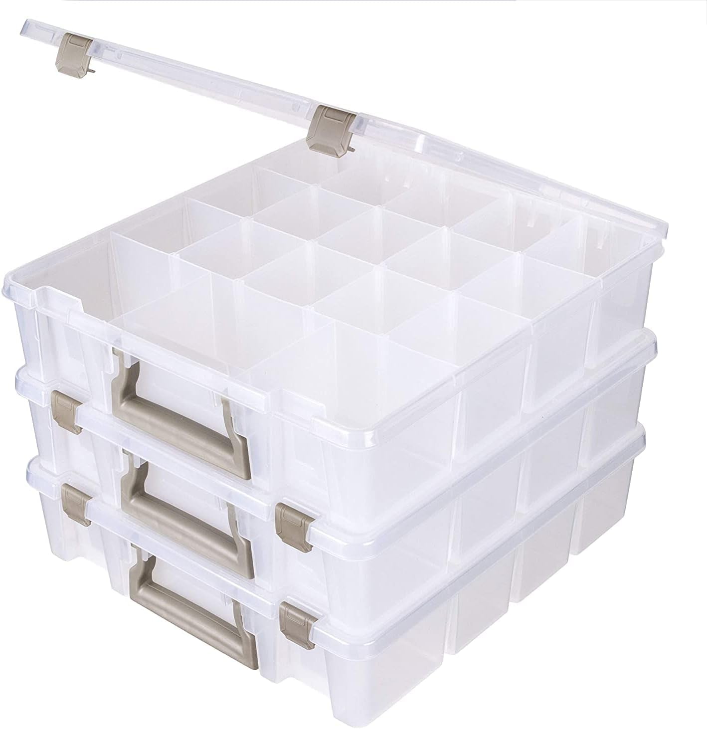 9007AB Super Satchel with Removable Dividers, Portable Art &amp; Craft Organizer with Handle, [1] Plastic Storage Case, Clear
