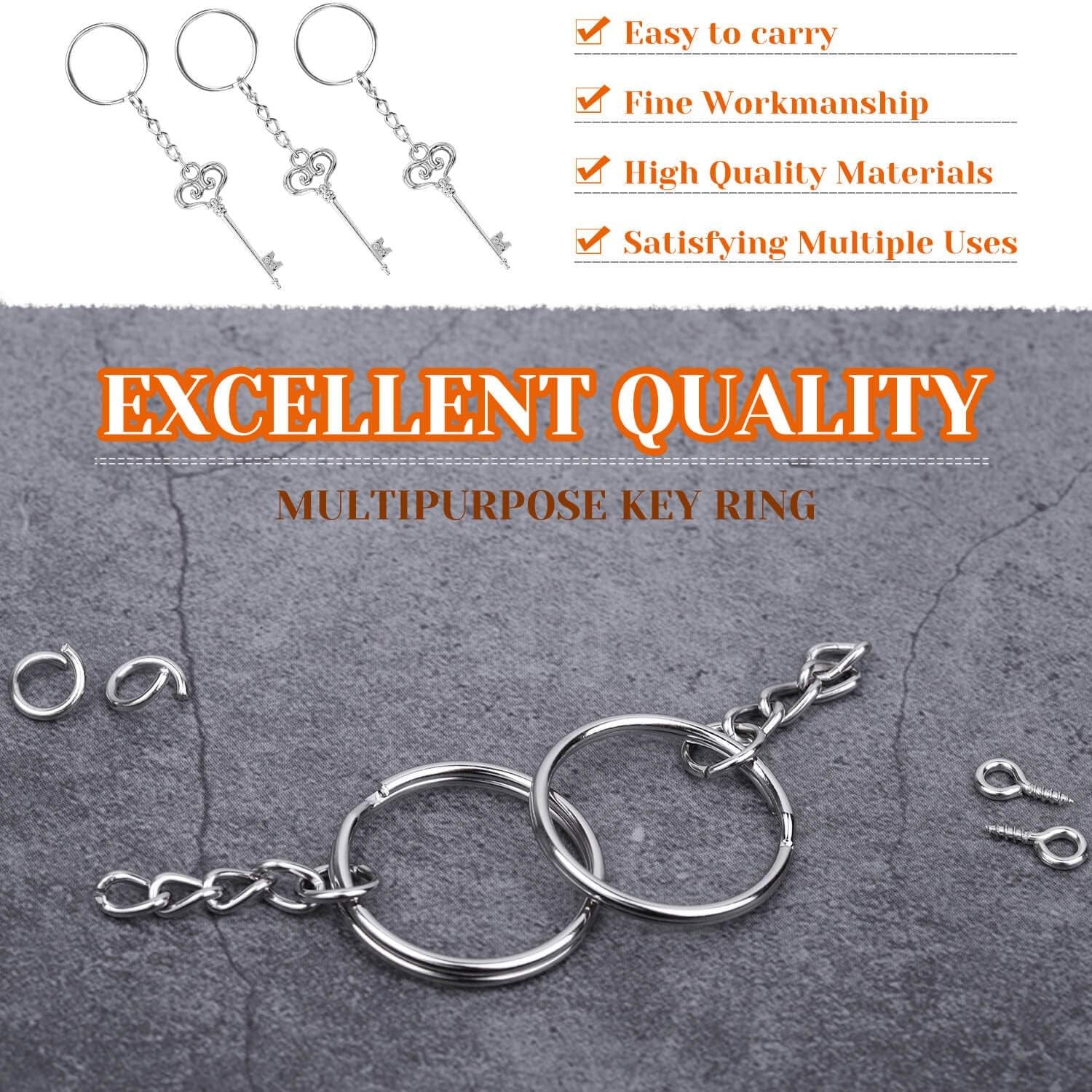 360Pcs Keychain Bulk, 120Pcs Keychain Rings with Chain and 120Pcs Open Jump Ring with 120Pcs Screw Eye Pins for Crafts and Jewelry Making