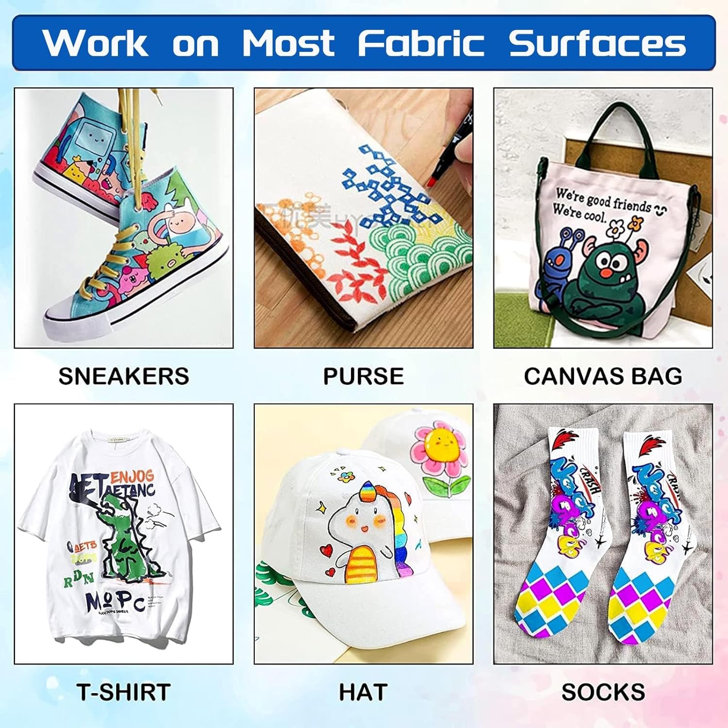 24 Colors Fabric Markers, Permanent Fabric Paint Marker for Clothes, Fine Point Textile Marker Pen for T-Shirt Shoes, Non-Toxic & Kid Safe