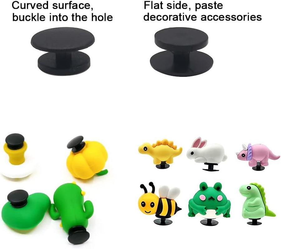 200 Pack Plastic Button Black Buckle Charm Backs DIY Shoe Charm Accessories for Flat Shoe and Wristband Charms Back Ornaments 10 * 12Mm Black round Buttons (200)