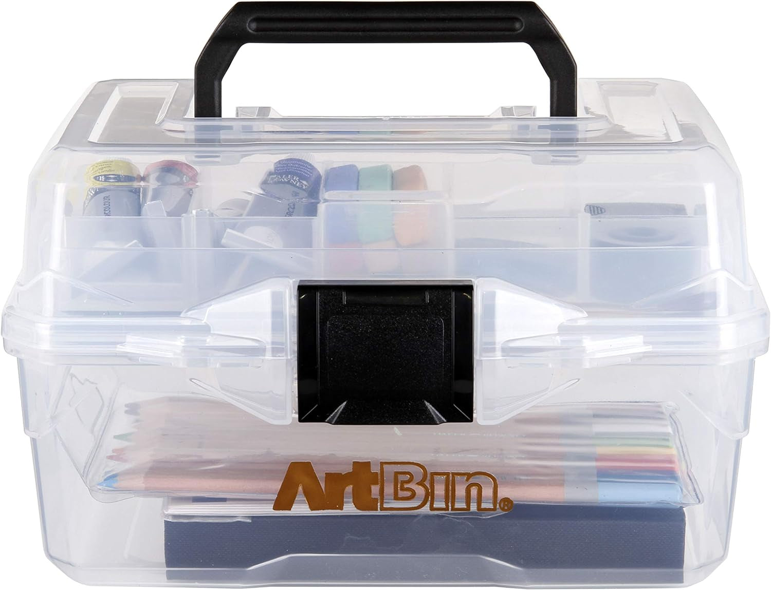 6890AG Small Project Box, Portable Art &amp; Craft Organizer with Lift-Out Tray, [1] Plastic Storage Case, Clear