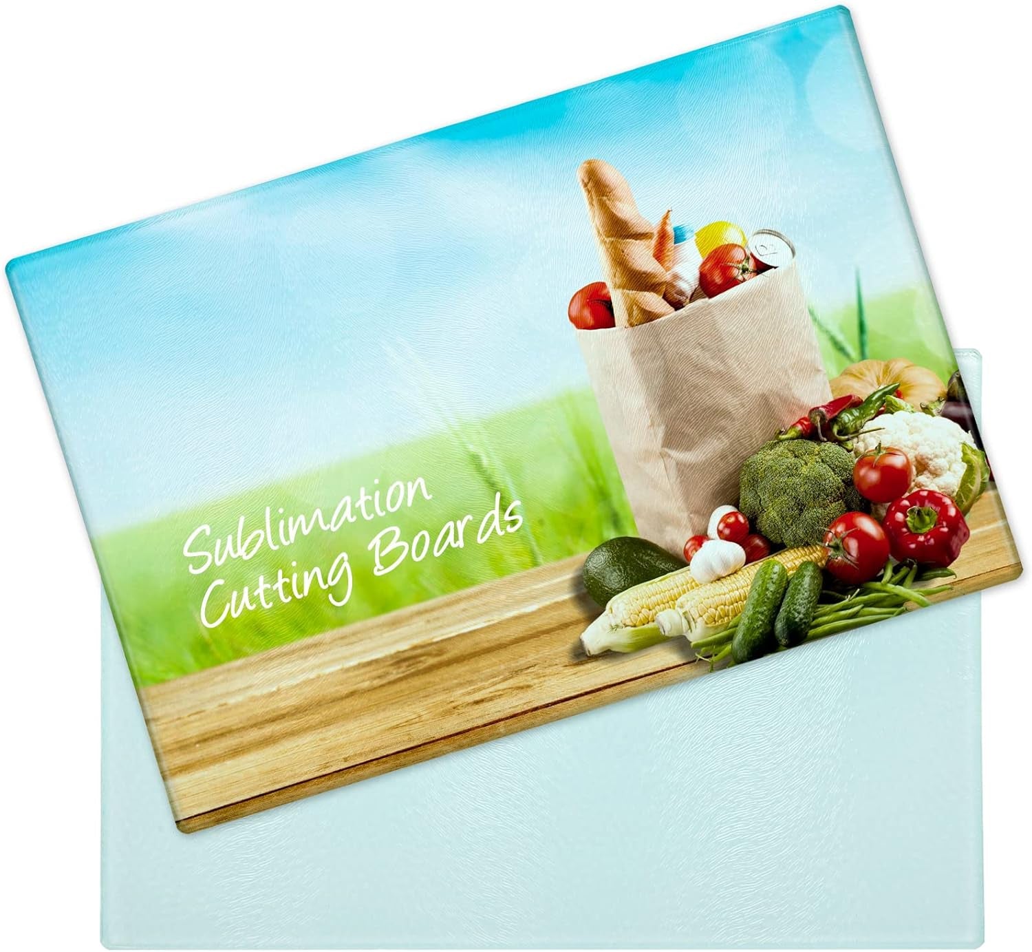 2 Pieces Sublimation Tempered Glass Cutting Board, Textured Sublimation Blank Supplies for Heat Press Machine (8 X 11 Inch)