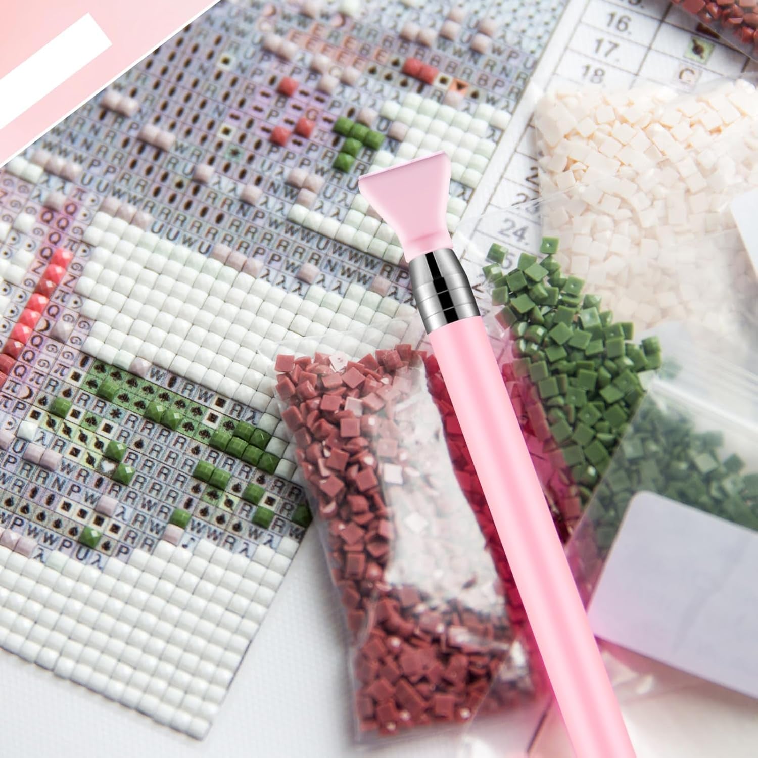 2 Pcs Diamond Painting Pen with 40 Pcs Diamond Painting Wax Diamond Painting Pen Replacement Wax Glue Diamond Art Accessories Tool Quickly Pick up Beads Gems for DIY Painting (Multiple Heads)