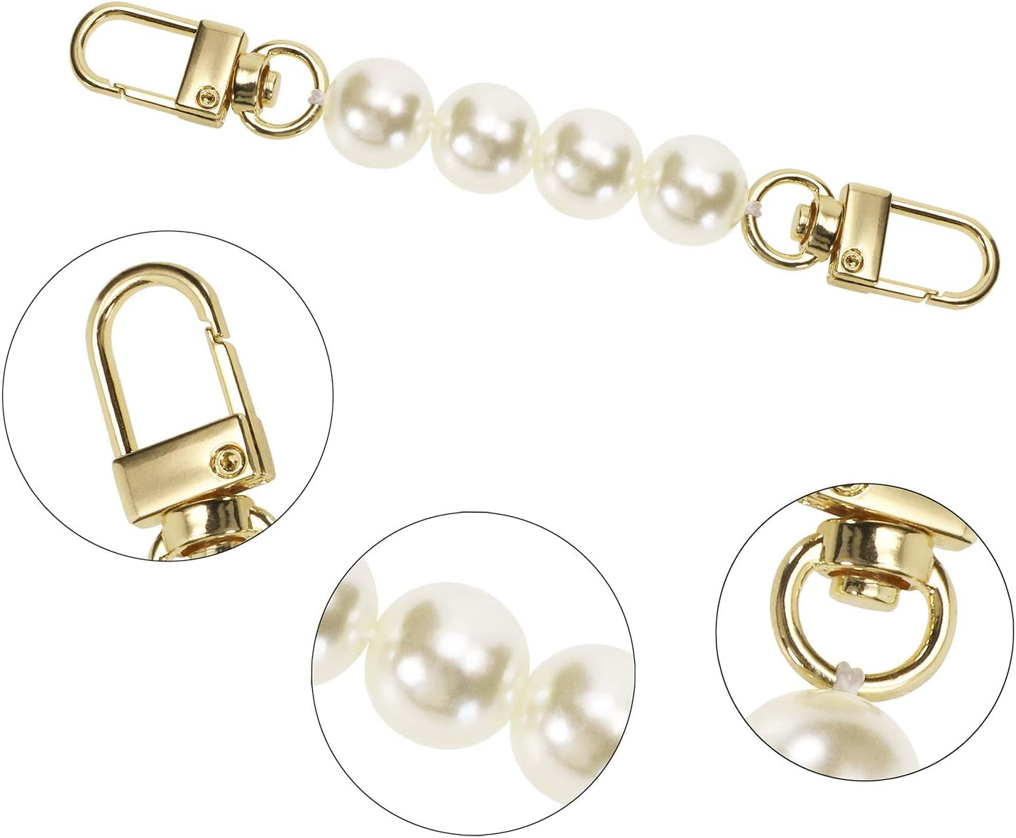 Bag Strap Extender  2Pcs 4.7 Inch Short Faux Pearl Purse Chain Strap Replacement for Shoulder Cross Body Bag Handbag Crafts (12 Cm)