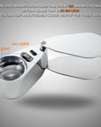 40X Jewelers Loupe, LED Light Illuminated Folding Magnifying Jewelry Eye Magnifier (LED Currency Detecting/Jewlers Identifying Type Lupe)