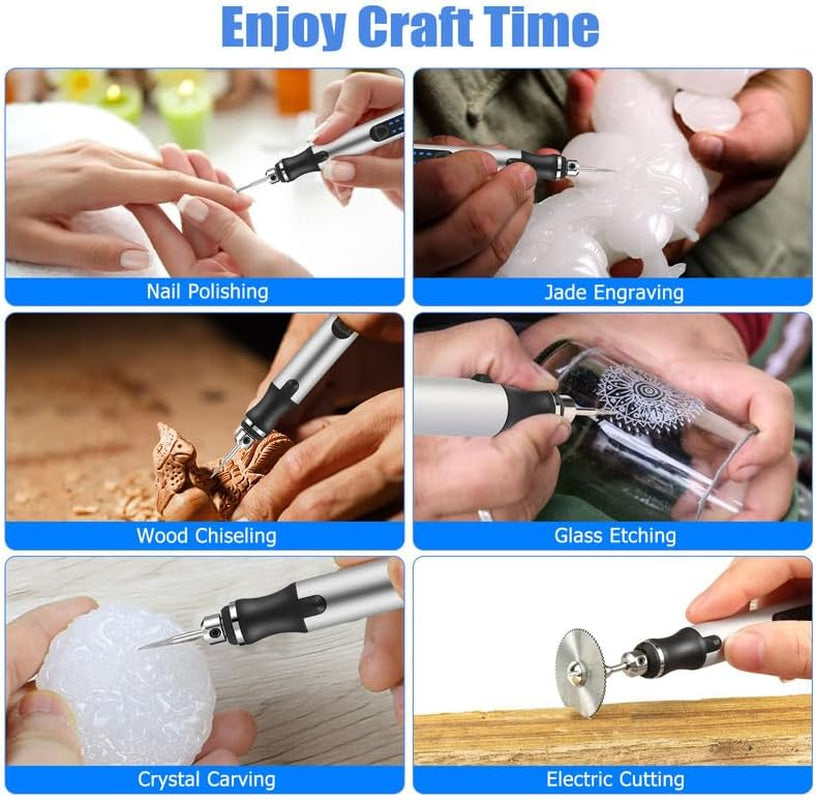 USB Rechargable Engraving Pen with 42 Bits, Mini Electric DIY Engraver Cordless Rotary Tools Portable Engraving Tool for Jewelry Wood Metal Stone Plastic Glass Etching