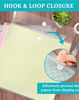 24 Pieces Scrapbook Paper Storage with Hook and Loop Closure, Plastic 12X12 Paper Storage Organizer with 30 Pieces Adhesive Stickers for Holding Scrapbook Paper, Vinyl Paper
