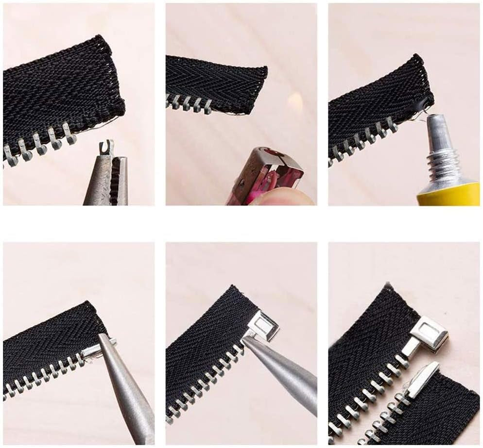 12 Sets Metal Zipper Latch Slider Retainer 3 Color #3#5#8#10 Insertion Pin Zipper Bottom Zipper Stopper for Metal Zipper Repair Zip Sewing Replacement DIY, 24Pcs