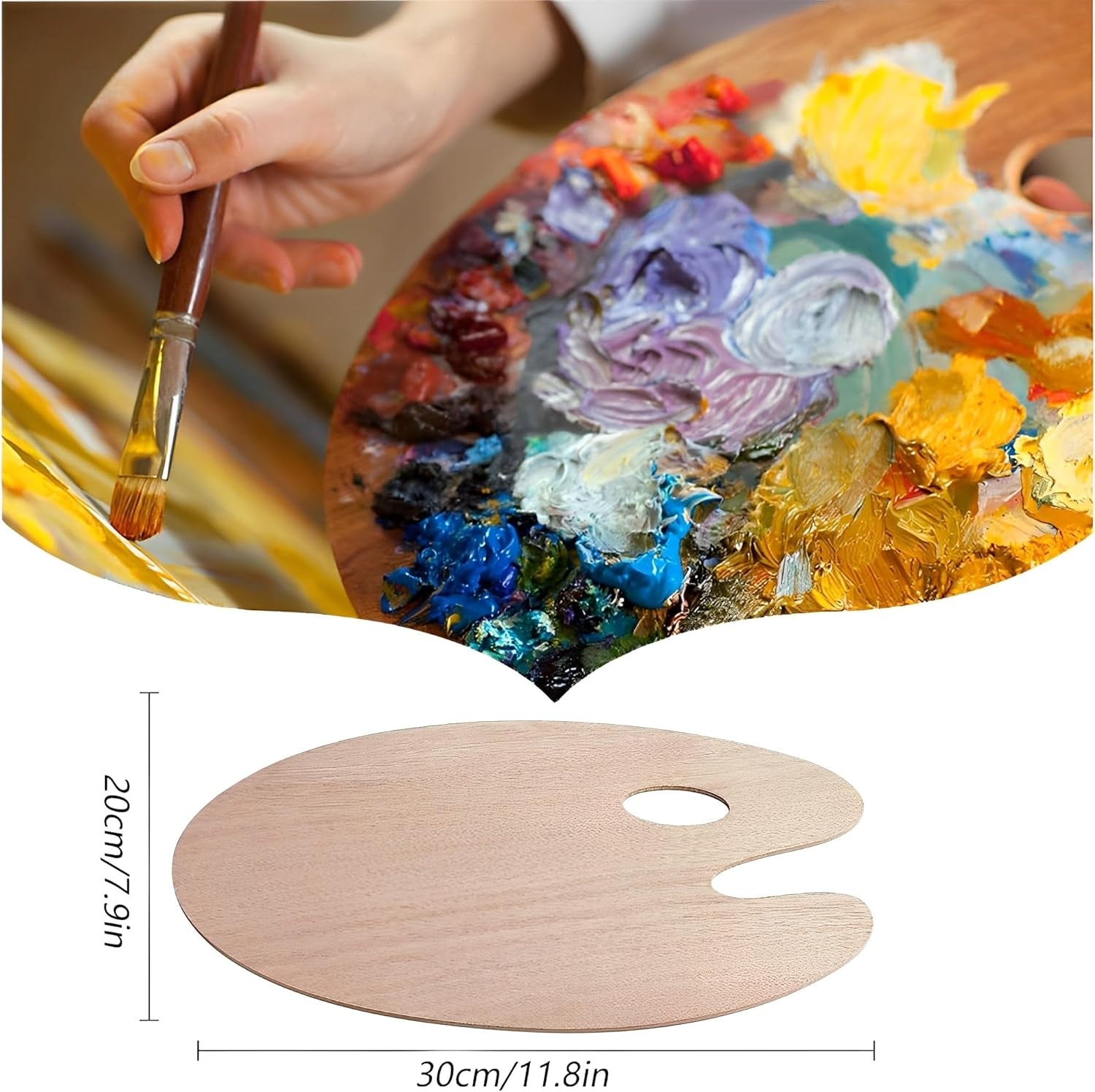 Palette Wooden Paint Palette, 2PCS Painting Palette Paint Tray Palettes for Acrylic Watercolor Oil Paint DIY Art Craft Painting