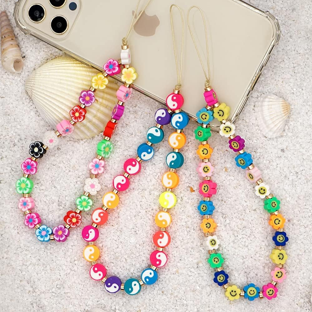 300PCS Clay Beads Charms,Fruit Flower Letter Beads Soft Beads for Women Girls Bracelet Making DIY Bracelet Necklace Earring Accessories with 4M Crystal Elastic String