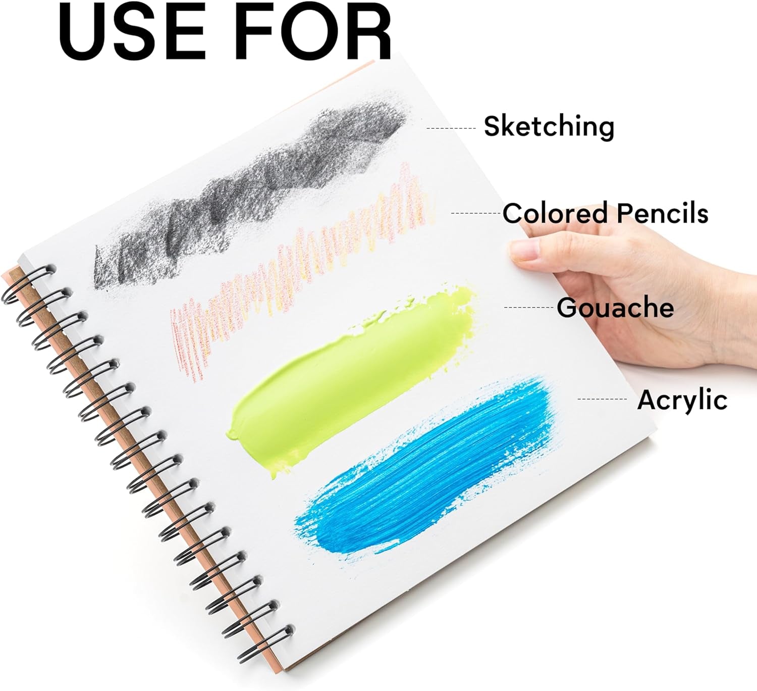 Gouache Pad 8.5X8.5''(98Lb/160G) 50 Sheets Mix Paper Pad, Side Wire Bound, Fine Texture, in Gouache Acrylic Art Pad for Sketching, Ink Sketch Book, Art Supplies Drawing Pad Gift （Green）
