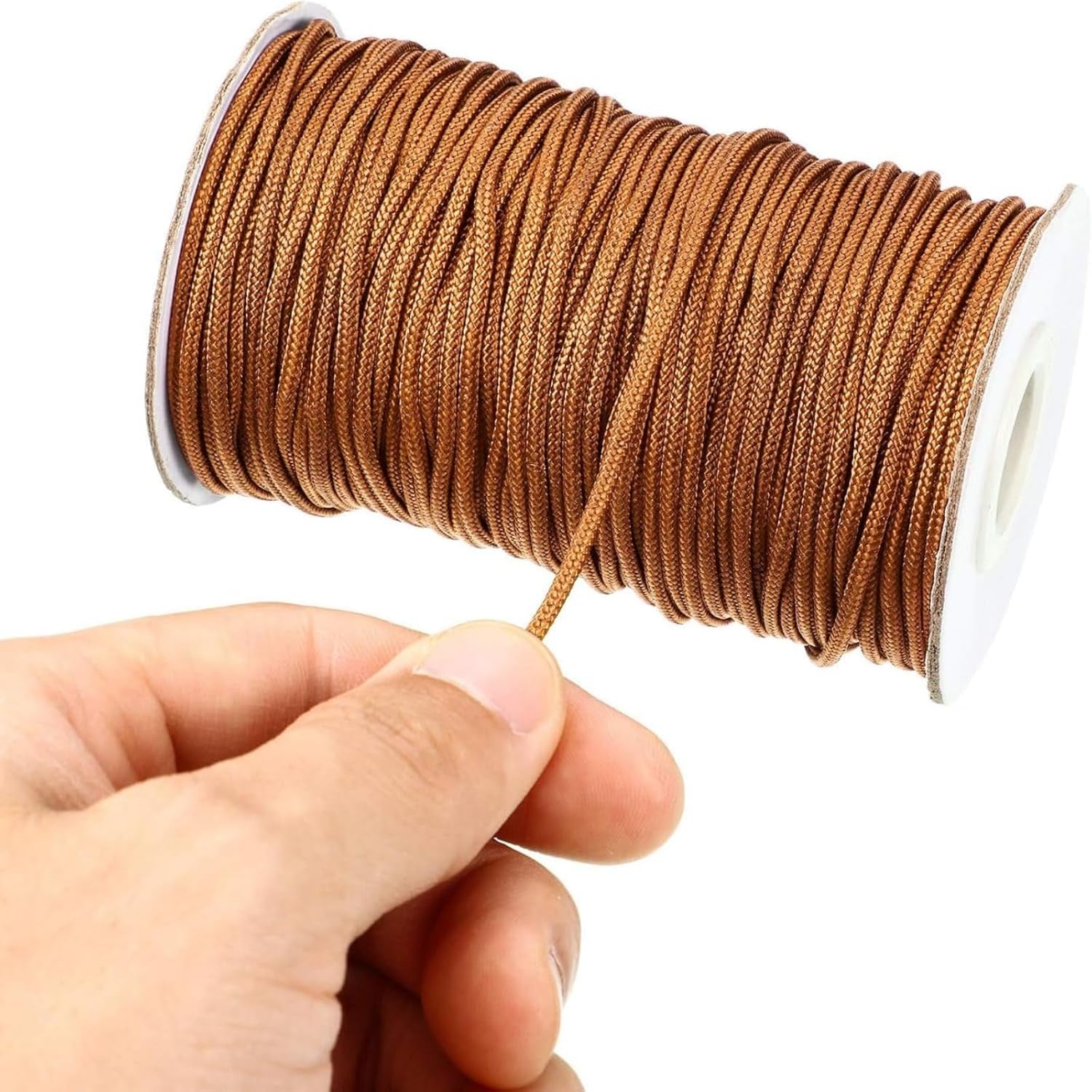 1.8 Mm Braided Lift Shade Cord 55 Yards/Roll with 4 Pieces Wood Pendant for Aluminum Blind Shade, Gardening Plant and Crafts (Brown)