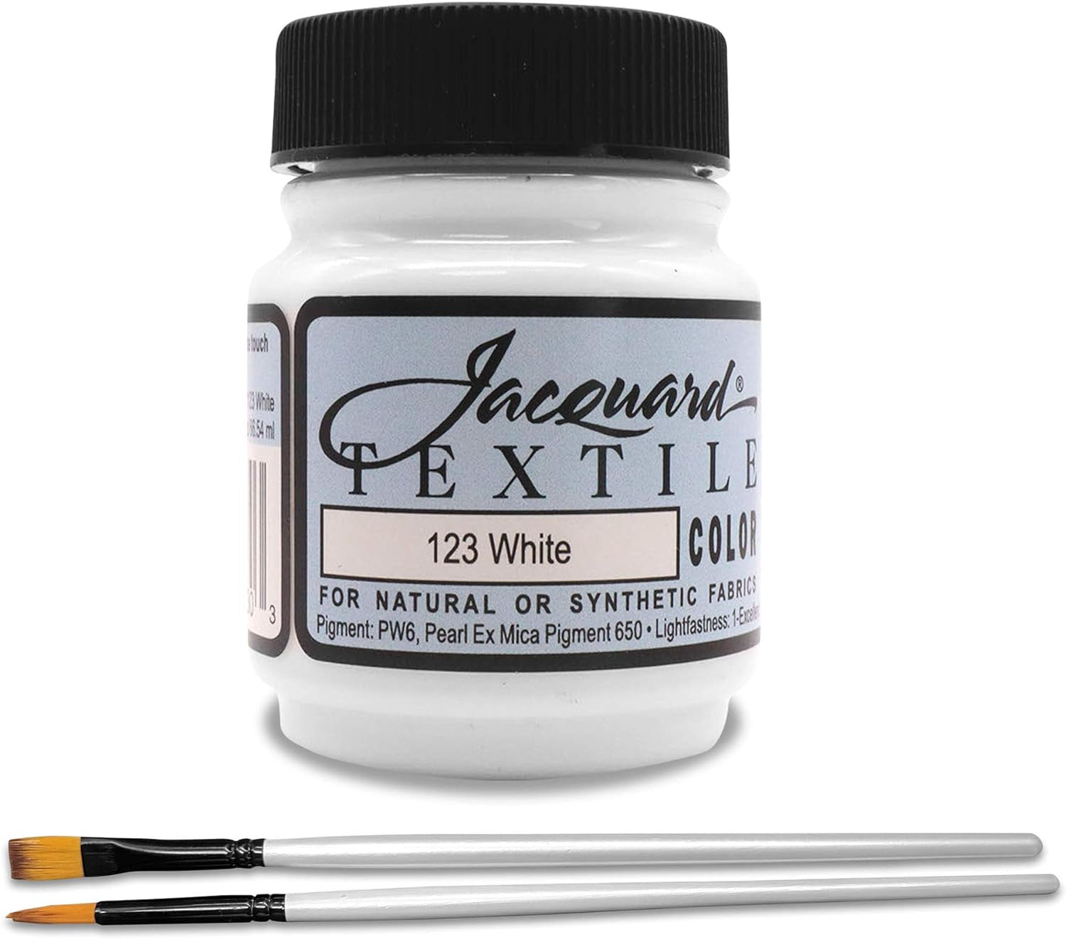 Jacquard Products White Textile Color Fabric Paint 8-Ounces - Bundled Brush Set