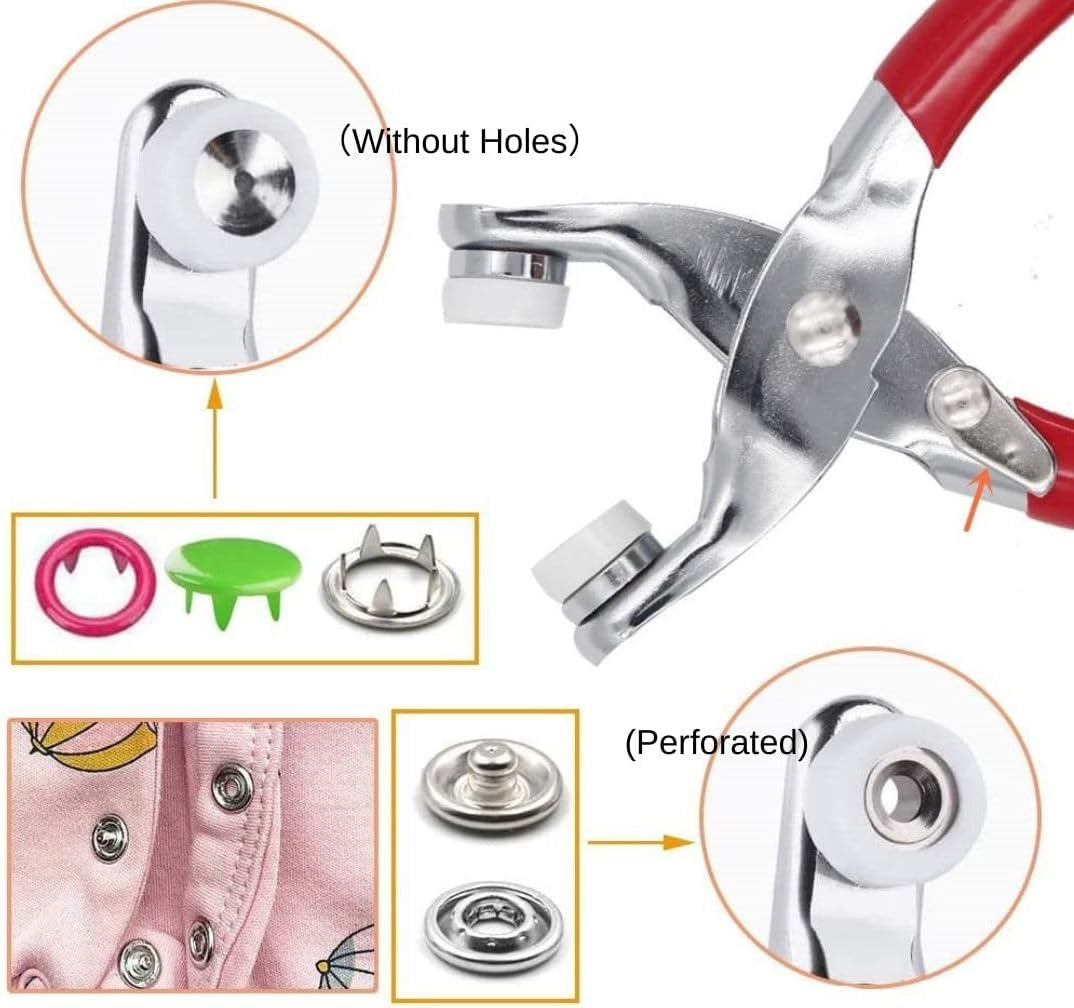 Snap Button Kit,Colorful Metal Snaps Buttons,Hollow and Solid Metal Prong Snaps Buttons with Setting Tool,Snap Button Fasteners Kit Perfect for DIY Crafts Clothesand Sewing.(9.5Mm)