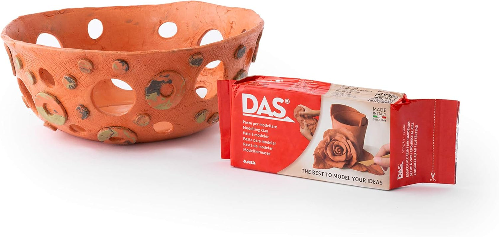 DAS Air-Hardening Modeling Clay - Terra Cotta Clay 2.2Lb Block - Pliable Air Clay for Sculpting and Coating - Easy to Use Air Dry Modeling Clay - Molding Clay for Sculpting and More