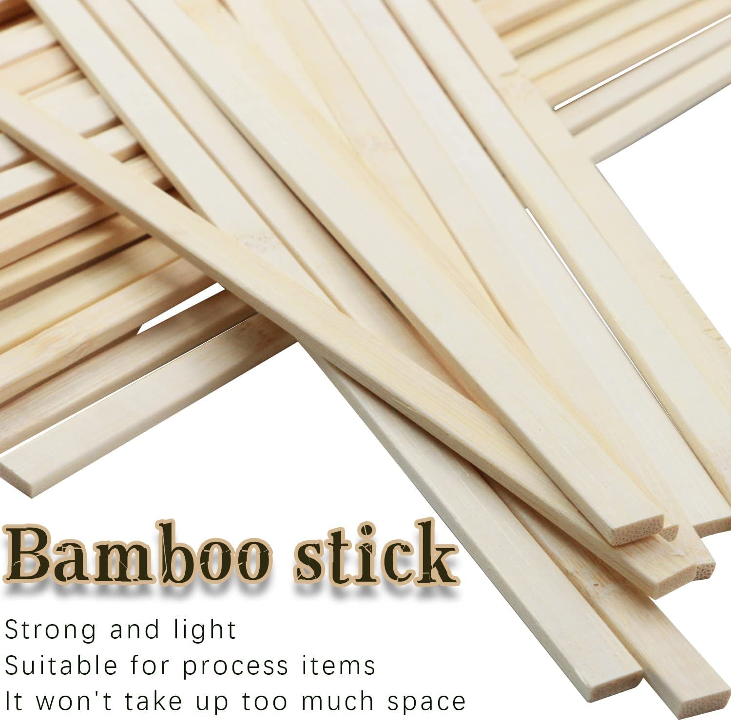100Pcs 15.7X0.35 Inch Strong Natural Bamboo Sticks, Wooden Craft Sticks, Extra Long Sticks, Wood Strips for Craft Projects