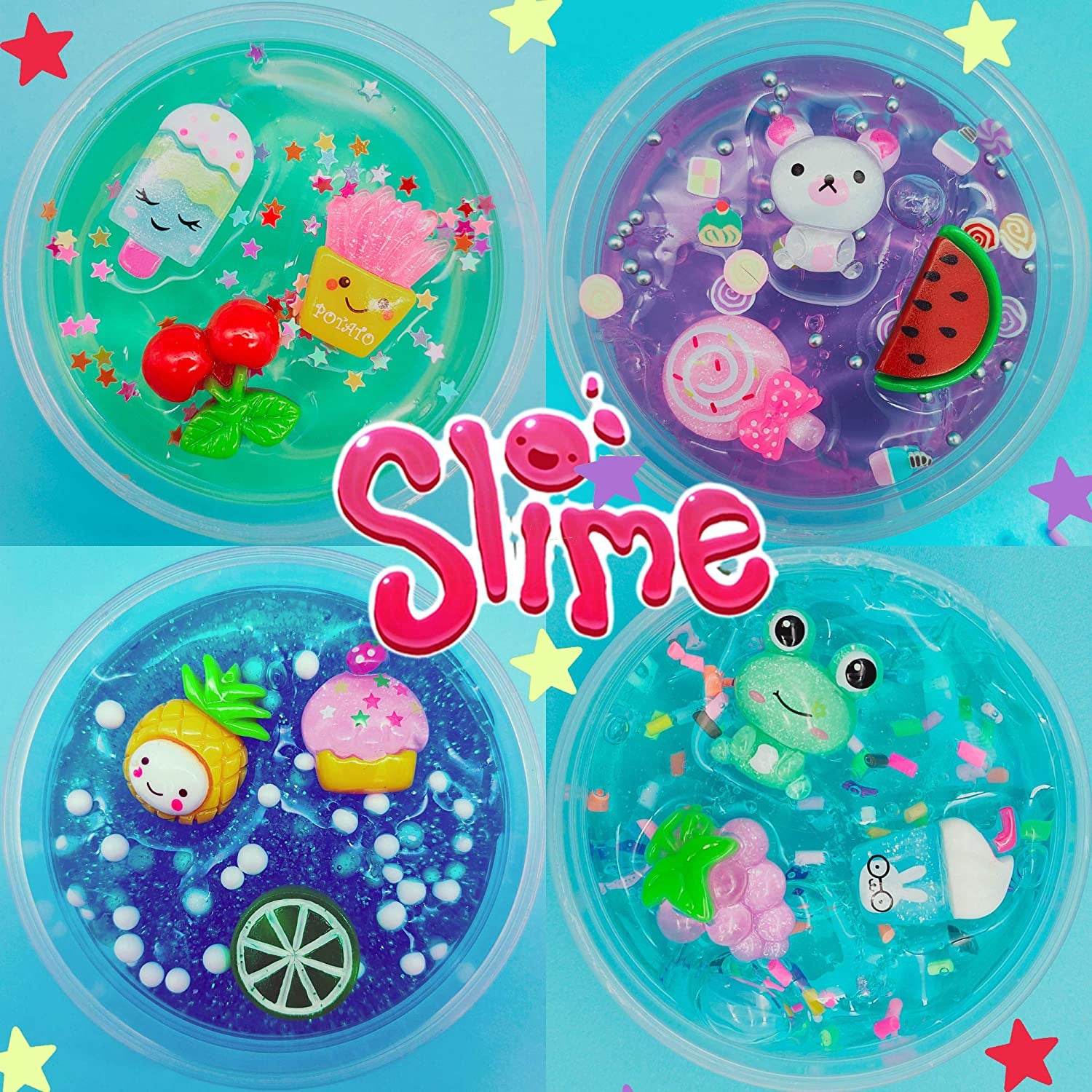 130 Pack Slime Making Kits Supplies,Gold Leaf,Foam Balls,Glitter Shake Jars,Fishbowl Beads,Fruit Slices,Fake Sprinkles,Glitter Sequins Accessories, Sugar Papers (Slime Kits)
