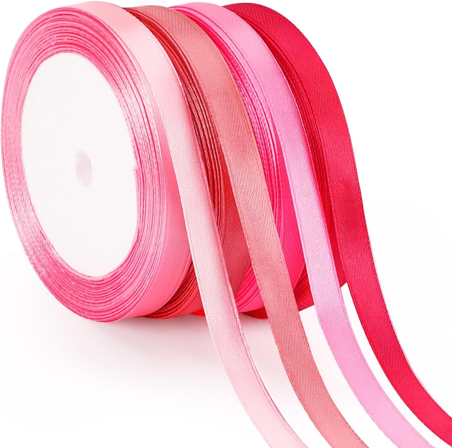 4 Rolls 100 Yards Christmas Ribbons 1Inch Wide Holiday Satin Ribbons Fabric for Gift Wrapping and DIY Craft, Red &amp; Green &amp; Gold &amp;White