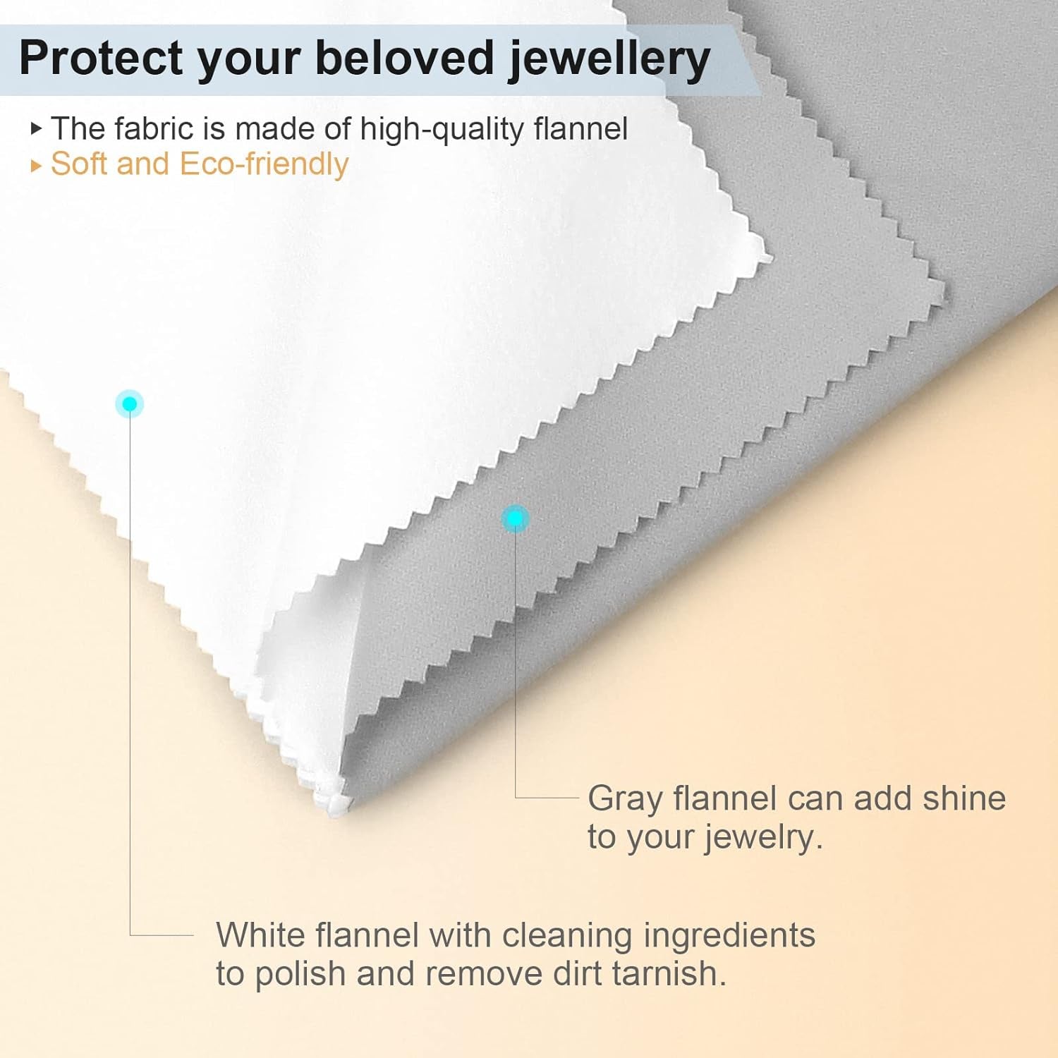 2 PCS Jewelry Cleaning and Polishing Cloth, 100% Pure Cotton Silver Polishing Cloth for Sterling Silver & Gold & Platinum Jewelry and Large Silverware, Reusable Soft Jewelry Cleaning Cloth