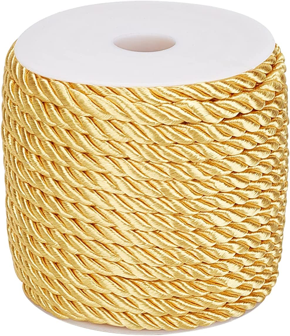 59 Feet Twine Cord Rope 5Mm Twist Cord 3 Braided Decorative Rope Cord Satin Silk Thread for Handfasting Home Decor Upholstery Curtain Tieback Honor Cord Graduation Cord White
