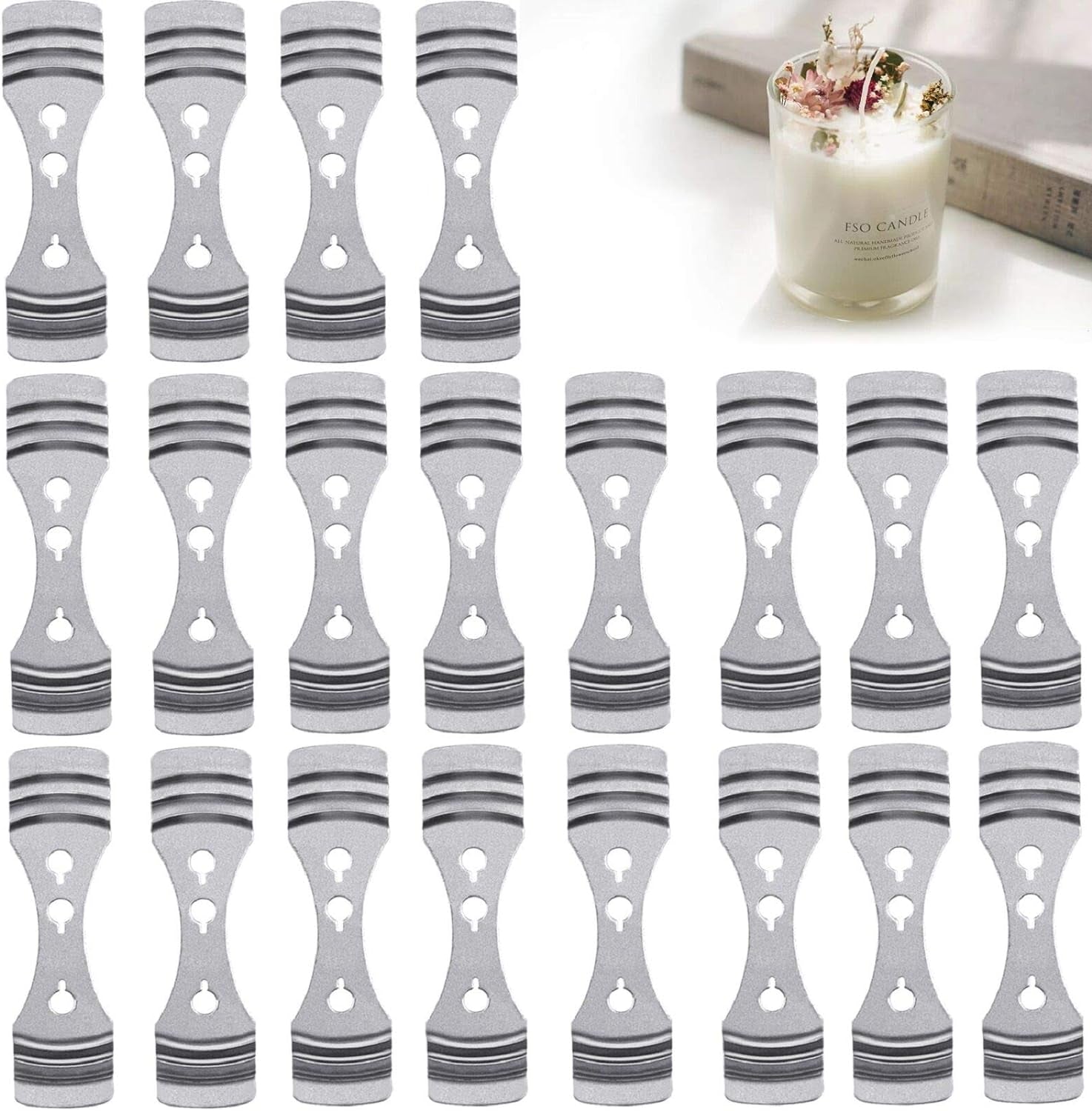 20Pcs Metal Candle Wick Centering Devices, Silver Stainless Steel Candle Wick Holder for Candle Making