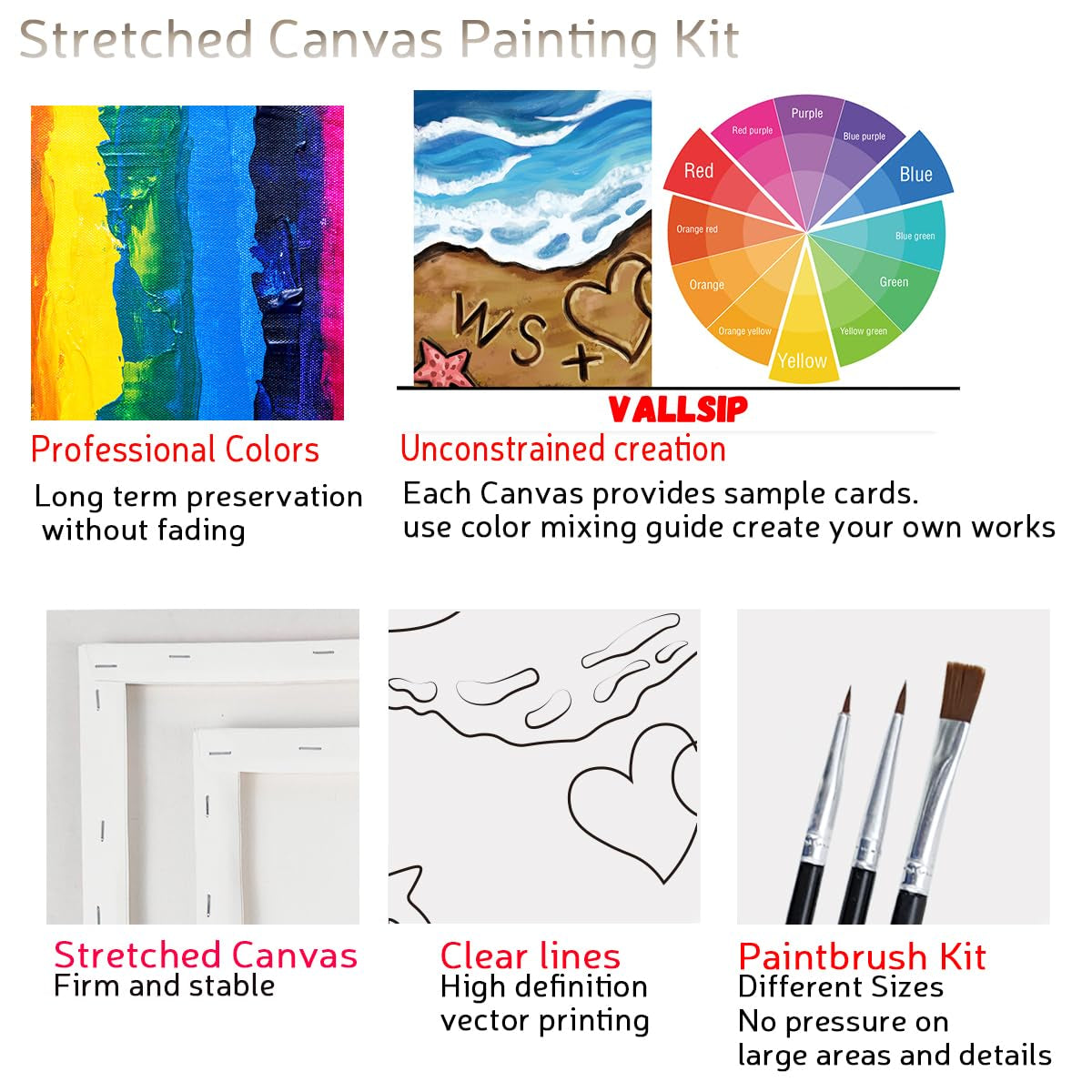 2 Pack Paint and Sip Canvas Painting Kit Pre Drawn Canvas for Painting for Adults Stretched Canvas Couples Games Date Night Summer Beach Vows Anniversary Gifts Paint Party Supplies Favor 8X10