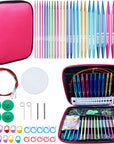 60Pcs Interchangeable Circular Knitting Needles Set with Case 13 Pairs of Aluminum Circular Knitting Needle for Handmade DIY Knitting with Knitting Accessories,(2.75Mm-10Mm)