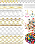 Earring Making Kit with 740 PCS Beading Hoop Earring Finding Component Accessories Hooks Jump Rings Loop Earring Backs Beads and Charms for Jewelry Making Earring (740)