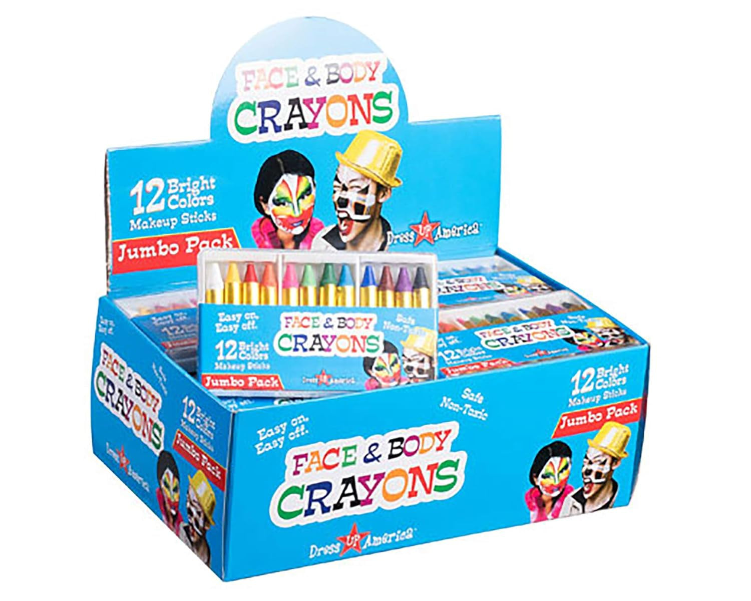 Face Paint Crayons - with Artbook & Easy to Follow Facepainting Designs -Safe Non-Toxic Face and Body Paint Made in Taiwan - Halloween Makeup Face Painting Kit for Kids & Adults