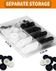 162 PCS Mixed Resin Sewing Buttons, Eco-Friendly 1 Inch Buttons with Compartmentalized Storage Box Black Buttons, 4 Holes 5 Sizes DIY White Buttons, Suitable for Sewing, DIY and Holiday Decoration.