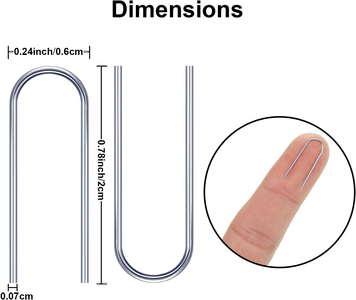 200 Pieces High Temperature Nichrome Wire Jump Rings, 21 Gauge with a Plastic Storage Box, U Hanger Hooks for Hobbyists DIY Pendant, Ceramic Ornaments, Fusing in Glass