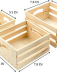 Set of 3 Wooden Pallet Crates Nesting Unfinished Wood Trays Storage for DIY Crafts (Large Size 9.4 X 7.8 X 4.3 In)