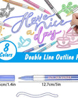 Outline Markers Pens, 8 Colors Double Line Markers Sel-Outline Metallic Markers Shimmer Markers for Art, Christmas, Greeting Cards, DIY, Scrapbook, Easter Egg