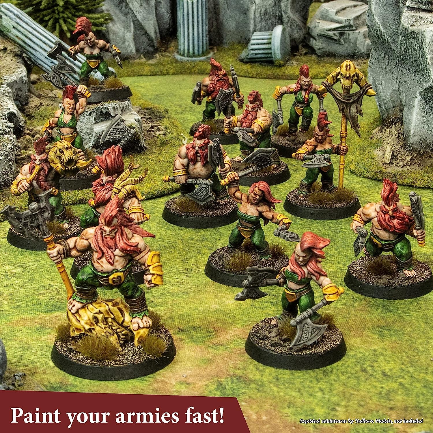 Speedpaint Metallics Set 2.0+ - 10 Speed Model Paint Kit - Pre-Loaded with Mixing Balls, 1 Basecoating Model Paint Brush, Army Painter Speed Paint Metallic Miniature Painting Kit