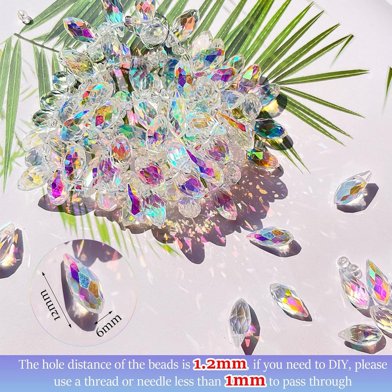 200 Pieces Teardrop Chandelier Crystal Pendants 6 X 12 Mm Crystal Beads for Chandelier Jewelry Making DIY Project Earring Necklaces Bracelets