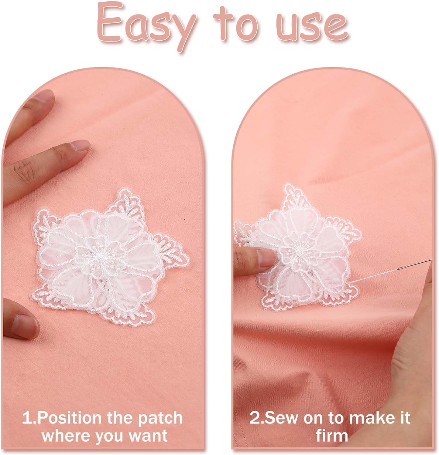 12 PCS Flower Applique White Lace Embroidered Flower Patches for Clothes 3D Floral Sew on Patches for Women'S Dress Jeans Sweater Hats Shoes Bags Clothes Repairing Decorating Wedding DIY Sewing Craft