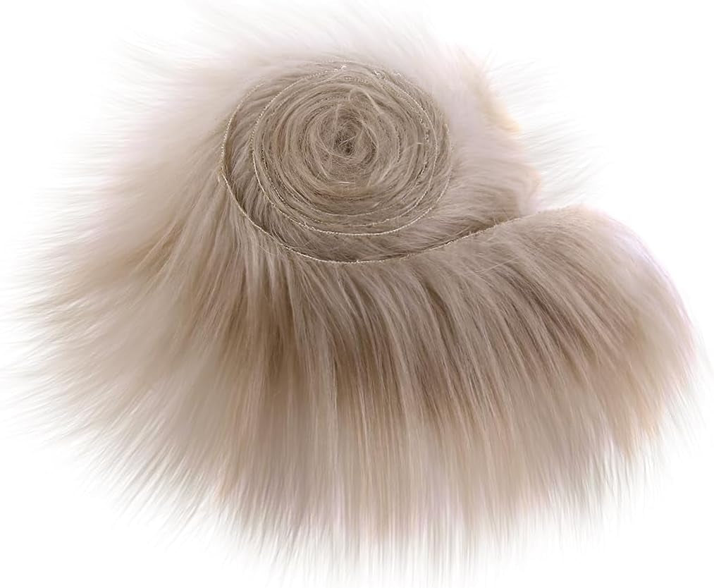 4PCS Faux Fur Ribbon Soft Christmas Fluffy DIY Craft Shaggy Synthetic Plush Patch Sewing Fur Cuts for Garland Party Decoration Furry Patch Ribbon for Winter Costume Gnome Beard Fur Ball Carpet Pet Pad