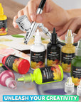 Airbrush Paint, 28 Colors Airbrush Paint Set (30 Ml/1 Oz), Ready to Spray, Opaque & Neon Colors, Water-Based, Premium Acrylic Airbrush Paint Kit for Beginners, Hobbyist and Artists